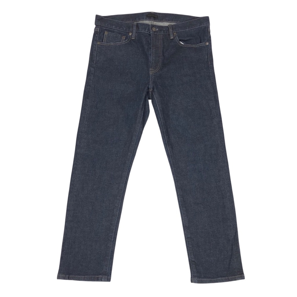 Uniqlo Men's Slim Straight Selvedge Jeans Size 33 33X27 Mid Rise Dark Blue